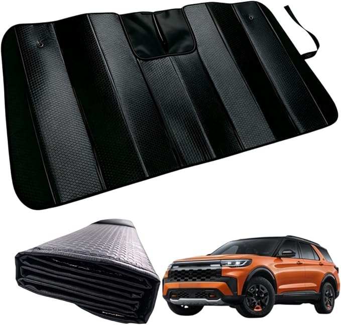 GWUSKDT Car Windshield Sunshade for Ford Ranger 2019-2026, Thicken 5-Layer Bubble Aluminum Foil UV Heat Reflector Foldable Sun Visor,Front Windshield Sun Shade- Keeps Your Vehicle Cool