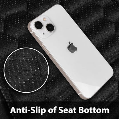 CAR PASS 3D Foam PU Leather Car Seat Covers Front Seats,Black Faux Leather Front Seat Covers for Cars, Universal Fit for SUVs Trucks Vans Sedan Automotive, Armrest Airbag Compatible,Black