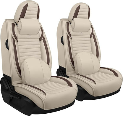 Seat Covers Fit for Nissan Rogue 2015-2026, Breathable and Comfortable Leather Car Seat Cover, Deluxe Waterproof Cushion Cover Auto Interior Accessories (Beige Brown)