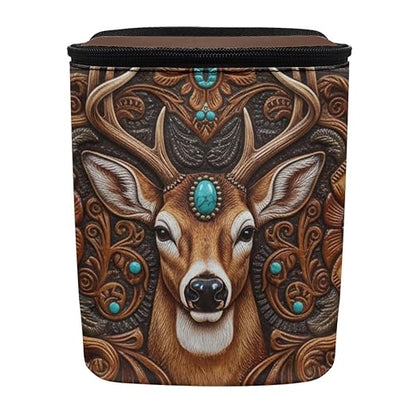 Talayituse Vintage Brown Elk Print Car Trash Bin, Large Size Auto Trash Can Adjustable Portable Garbage Can with Lid, Vehicle Hanging Bag for Headrest Front Back Seat