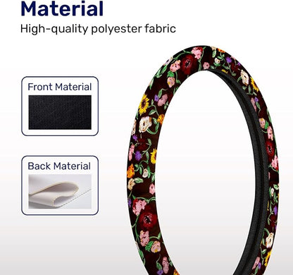 GENANY Music Pop Star Steering Wheel Cover, Non Slip Polyester Car Wheel Protector for Car SUV Truck, Universal 15 Inch