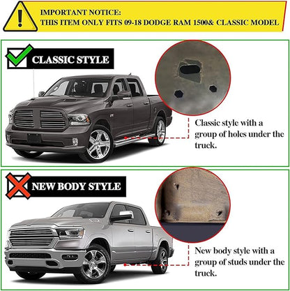 COMNOVA Side Steps Running Boards Compatible with 2009-2018 Dodge Ram 1500 Crew Cab, 2010-2026 Ram 2500 3500 Crew Cab(incl 2019-2024 Classic). 6.5 Inches Rock Sliders Truck Side Steps Nerf Bars.