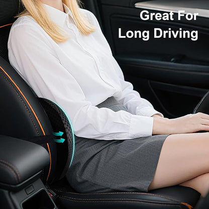 Lumbar Support Pillow, Ergonomic Back Cushion for Office Chair with Adjustable Straps & Detachable Breathable Cover,Memory Foam Car Lumbar Pillow, Back Support Pillow for Car, Office,Bed Rest(Black)