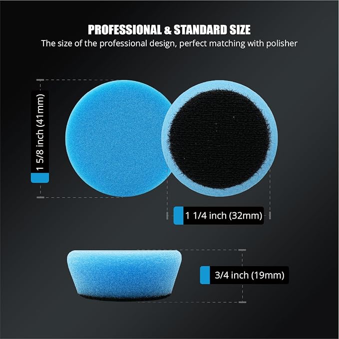 SPTA Blue T60 Mini Moderate-Cut Pad Sets, 5Pcs 1.3inch/32mm Sponge Polishing Buffing Pads, Car Foam Detail Polishing Pad Kit for Car Detail Polishing and Buffing, Small Area Polishing -FPTSS3B