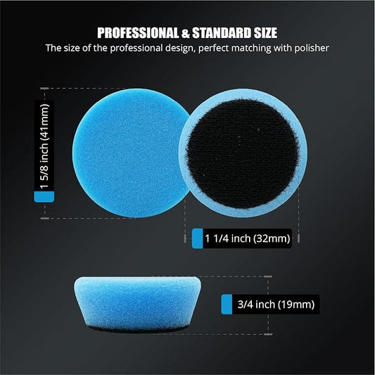 SPTA Blue T60 Mini Moderate-Cut Pad Sets, 5Pcs 1.3inch/32mm Sponge Polishing Buffing Pads, Car Foam Detail Polishing Pad Kit for Car Detail Polishing and Buffing, Small Area Polishing -FPTSS3B