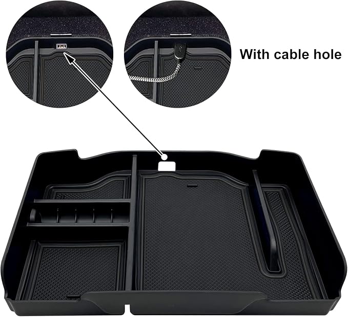 Center Console Organizer fit for Dodge RAM 1500 2500 3500 2026 2025 2024 2023 2022-2019 Accessories Interior Storage Box Armrest Storage Tray (Black) NOT FIT for 40/20/40 Split Bench Seat.