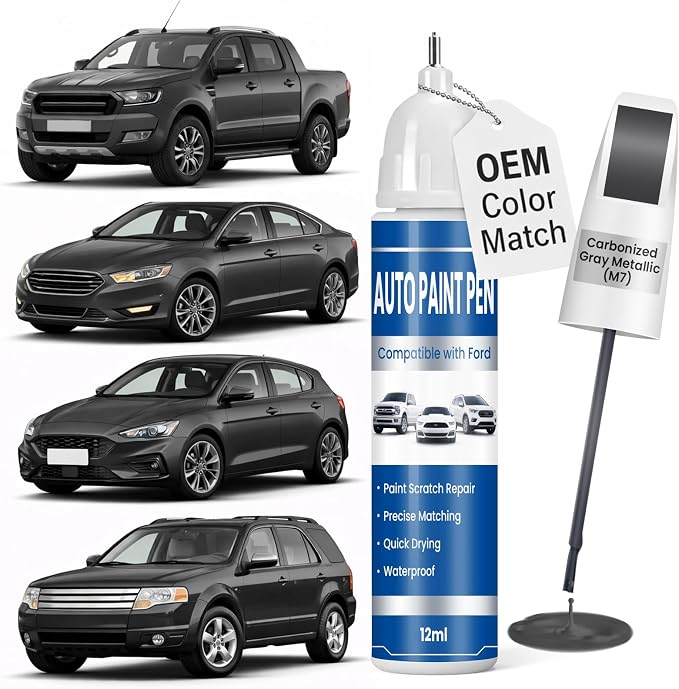 Carbonized Gray Metallic (M7) Touch Up Paint for Cars, Compatible with Ford F-150/Explorer/Edge, 2-in-1 Car Scratch Repair Pen, Color Accurate, Quick Dry, Long-Lasting