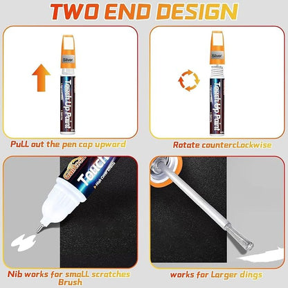 Touch up Paint Pen for Cars, 2-in-1 Car Paint Scratch Repair Pen with Metal Tip and Brush, Quick & Easy Solution to Repair Minor Automotive Scratches, 0.8 fl oz, Silver