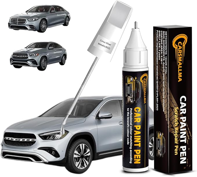 Car Touch Up Paint(922 Cirrus Silver Metallic) for Mercedes-Benz, Color Accurate Car Scratch Repair Remover Pen,Auto Paint Quick and Easy to fix vehicle Chips and Nicks Scuff