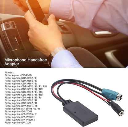 Qiilu for Cda 9884 Bluetooth Adapter Car Bluetooth Radio Cable Abs Car Bluetooth Radio Aux Cable Microphone Handsfree Adapter Fit for Kce‑236B Cda‑9852 E
