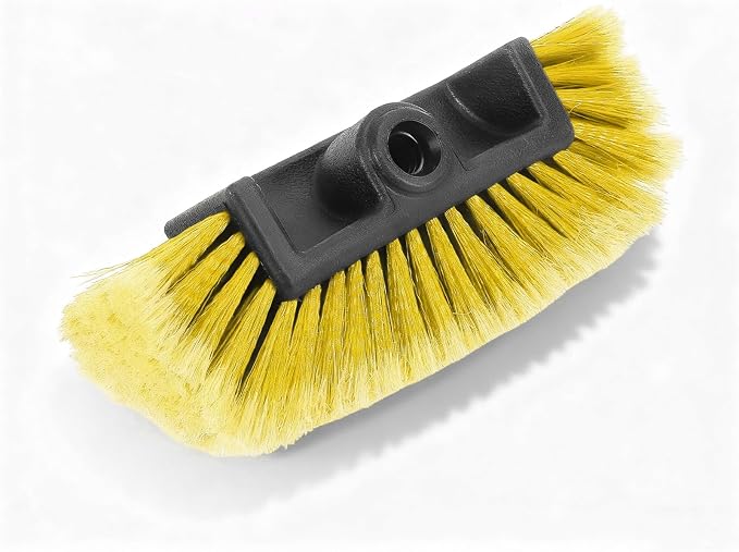 10.2" Car Wash Brush Head, Flow-Thru Auto Camper Cleaning Brushes with Soft Bristle, Universal Detailing Brush Head for Vehicle Boat Exterior Washing, Car Accessories (Yellow)