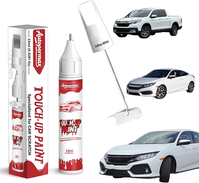 NH-578 Taffeta White Car Touch Up Paint for Honda, Color Accurate Two-In-One Car Paint Scratch Repair Pen, Professional Scratch Remover for Vehicles Chips and Nicks Scuff