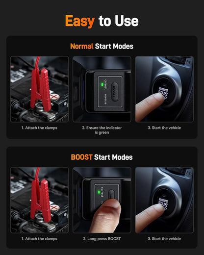 WOLFBOX MV16A 3000A Jump Starter with Air Compressor, 59.2Wh&160PSI Portable Car Battery Jump Starter with 65W Fast Charging, 12V Battery Pack (8L Gas 6L Diesel) with Boost, Light and Jumper Cables