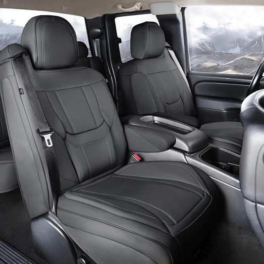 Coverland Custom Truck Car Seat Covers Front Seats for [2003-2006 Chevy Silverado 1500 Extended Cab Captain Seats] - Protector Water Resistant Leather Memory Form Seat Cushion [Front-Dark Gray]