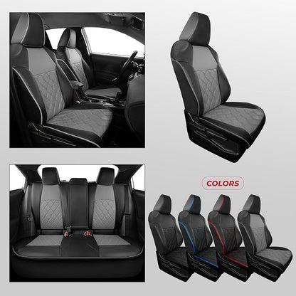 FREESOO for Toyota Corolla Seat Covers L LE XLE, LE Eco Sedan 2014 2015 2016 2017 2018 2019, Luxury Leather Seat Covers for Cars, Custom Fit Car Seat Covers, Waterproof Seat Cover, Black Gray Full Set