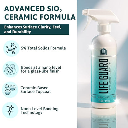 LifeGuard Home Ceramic Spray – Hydrophobic Ceramic Coating for Homes - Repels Dirt, Water, Fingerprints & Grime – Scratch & Stain Resistant – Lasts 6 Months – Made in USA
