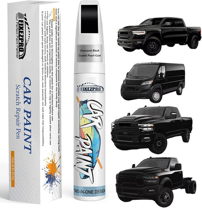Diamond Black Crystal Pearl-Coat(PXJ/KXJ) Touch Up Paint for Ram, Exact Color Match Car Paint Scratch Repair Remover Pen Kit Fix Vehicle Chips and Automotive Nicks Scuff