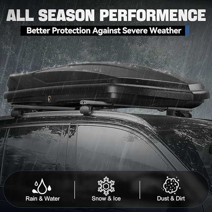 Auto Dynasty Rooftop Cargo Box Hard Shell Carrier Waterproof Storage Case with Locks & Keys Fits Vehicles with Cross Bars, 13 Cubic Feet 110LBS Capacity, 72'' L x 30'' W x 12'' H, Textured Black