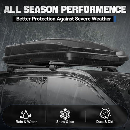 Auto Dynasty Rooftop Cargo Box Hard Shell Carrier Waterproof Storage Case with Locks & Keys Fits Vehicles with Cross Bars, 13 Cubic Feet 110LBS Capacity, 72'' L x 30'' W x 12'' H, Textured Black
