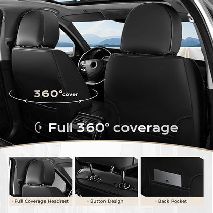 Coverado Seat Covers, Car Seat Covers Front Seats, Leather Seat Covers for Cars, Car Seat Protector Waterproof, Black Car Seat Cushion, Front Carseat Cover Universal Fit for Most Cars Lightblue