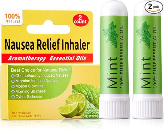 Hion Nausea Relief Inhaler-Mint 2pcs, Natural Essential Oils Inhalers