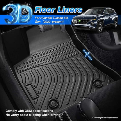 Cartist Floor Mats Compatible with Hyundai Tucson NX4 2022 2023 2024 2025 (Not for Hybrid Model) All Weather Floor Mats 1st & 2nd Row Carpet Protection 3D TPE Odorless