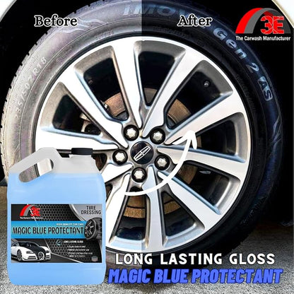 Magic Super Blue Tire Shine Protectant 128 Fl Oz – Long Lasting High Gloss Dressing for Vinyl, Rubber & Plastic - Silicone based Formula – Safe for Cars, Trucks, RVs, & More (1 Gallon)
