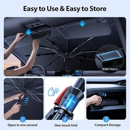 2026 Upgraded Windshield Sun Shade Umbrella for GMC Sierra 1500 [Precision Custom Fit, Superior UV & Heat Block] Cooling Tech Fabric, Durable Foldable with Storage Bag, Fits 2000-2026