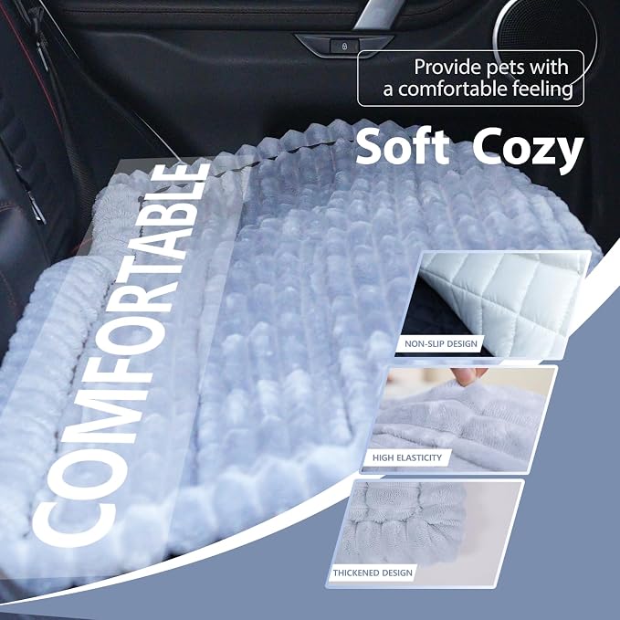 Dog Car Seat Waterproof Bed Cover Non-Slip Car Back Seat Soft and Comfortabl Pet Bed Mat Car Blanket for Travel Backseat Extender Seat Covers Dog Bed for Cars Trucks and SUVs (Light Grey 23.6” x 51”)