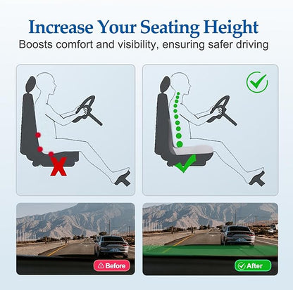 Ergonomic Memory Foam Seat Cushion, Lumbar Support Non Slip for Truck Driver Long Driving Office Chair Back Tailbone Pain Relief Grey