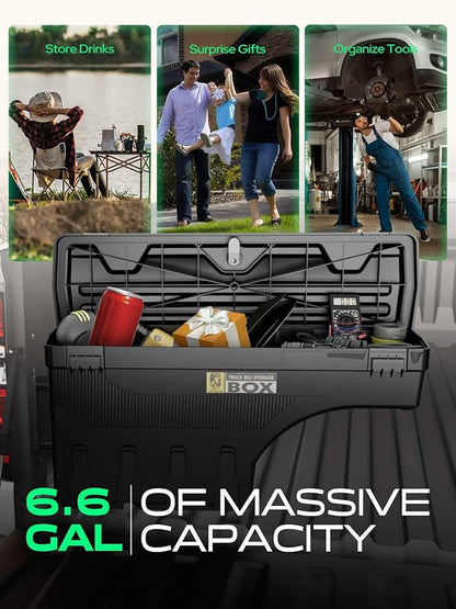 YHTAUTO Truck Bed Storage Tool Box Lockable Compatible with 2019-2025 Ram 1500, Driver Side, Not Fit Classic Model, Will Not Work with RamBox, Swing Waterproof Wheel Well Toolbox