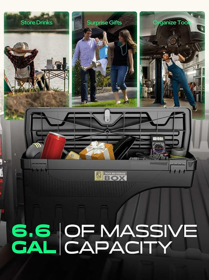 YHTAUTO Truck Bed Storage Tool Box Lockable Compatible with 2019-2025 Ram 1500 Pickup, Passenger Side, Will Not Work with RamBox & Classic Model, Swing Waterproof Wheel Well Toolbox
