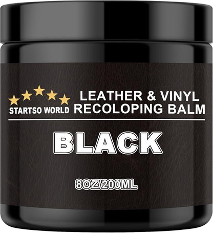 STARTSO WORLD Leather Recoloring Balm, Black Leather Repair Kit for Furniture, Leather Dye, Leather Color Restorer for Couches, Leather Couch Paint | Repair, Restore Faded & Scratched Leather