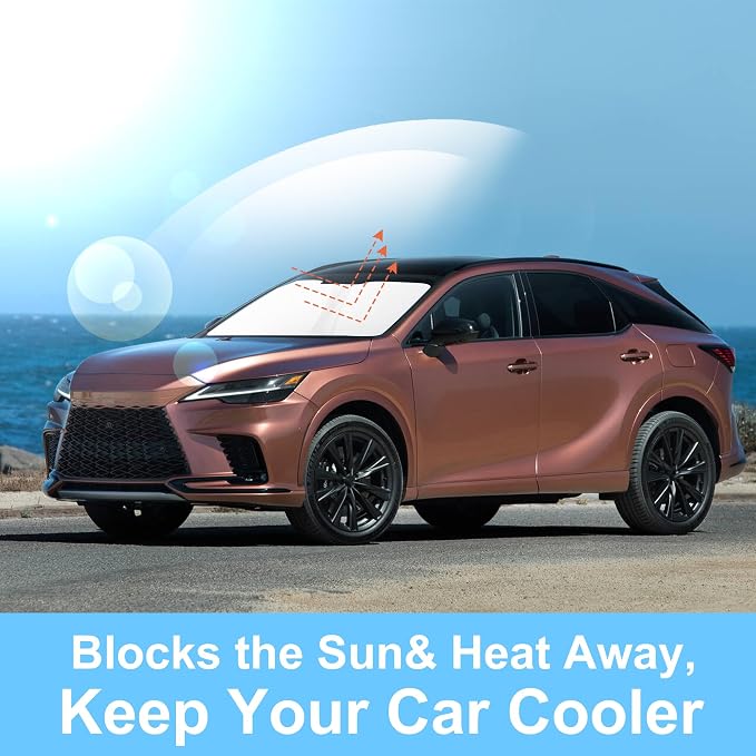 TINGLU Sun Shade for Lexus RX 2023 2024 2025 2026 Accessories Windshield Sun Shade Window Shade UV Rays Protection Sun Visor Cover with Steering Wheel Sunshade Storage Bag