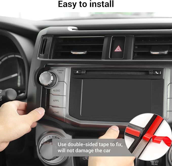 Hoolcar Dashboard Center Console Navigation Trim Panel Decoration GPS Interior Cover Trim Accessories Compatible with Toyota 4Runner 2010-2019, Matte Black