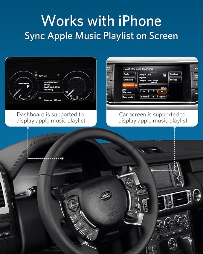 Airdual Bluetooth 5.0 aptX-HD Adapter for Land Rover, Range Rover, Jaguar iPod iPhone Music Interface