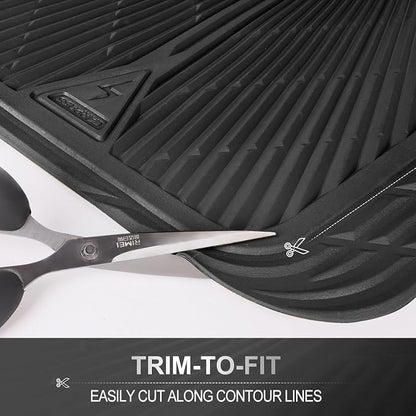 CAR PASS Rubber Floor Mats&Cargo Liner,Waterproof Trucks Mats Heavy Duty,All Weather Trim-to-Fit Automotive Mats for Cars Trucks SUV,Anti-Slip Easy Clean Durable,Full Set 5-Piece,3D Emboss All Black