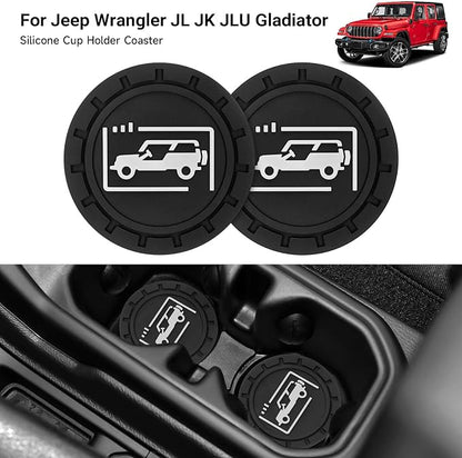 Car Cup Holder Coasters for Jeep Wrangler JL JK JLU and Jeep Gladiator JT Accessories Universal Car Cup Non-Slip Silicone Holder Coasters Interior Accessories (Black White)