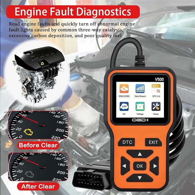 OBD2 Scanner Diagnostic Tool - Check Engine Light Code Scanner Tool with Reset, DTC, Data Stream, I/M Readiness, Car & Truck Scan Tool for All Vehicles Since 1996, escaner automotriz