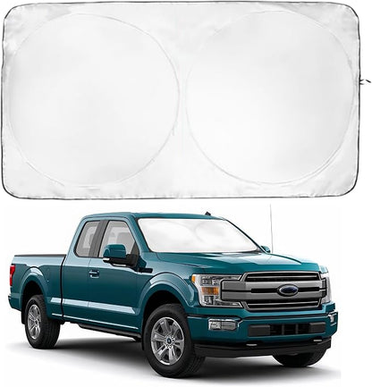 Windshield Sun Shade | Compatible for Ford F-150 (2021-2026) | Certified 99.87% UVB & 99.02% UVA Car Sun Shade. Award Winning Sunshade - Patented Technology | Car Shades by Kinder Fluff