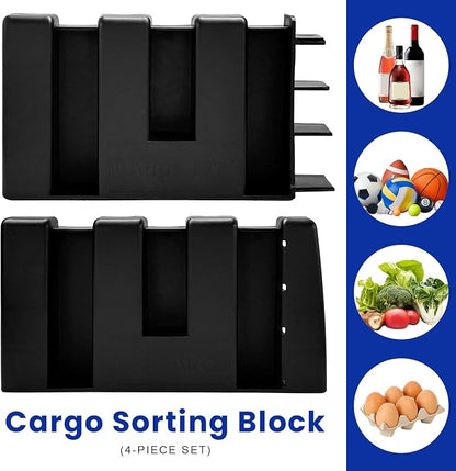 4 PCS Multipurpose Cargo Organizer Blocks, Plastic Auto Trunk Storage Organizer Used with Wool Carpet, Adjustable Cargo Trunk Divider Blocks for Trucks SUVs Vans, Car Accessories