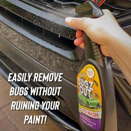 Bugz Out Car Bug Cleaner, Remover and Wash - Spray Bugs, Tar, Bird Poop Off Exterior of Car and Windshield. Remove Black Streaks Without Scratching or Removing Paint. 24 oz spray bottle with