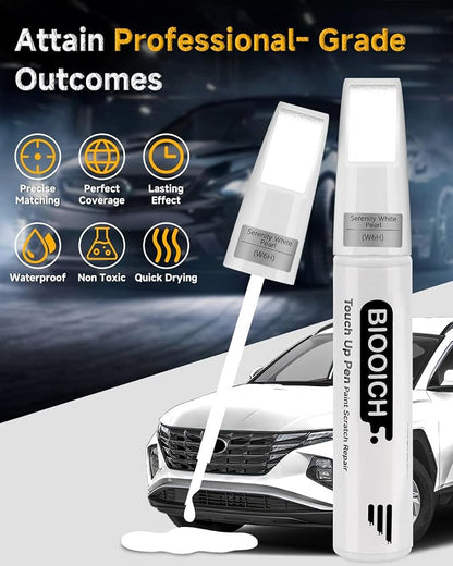 Touch Up Paint Pen Exact Color Match Car Chip and Scratch Repair (for Hyundai, Serenity White Pearl(W6H))