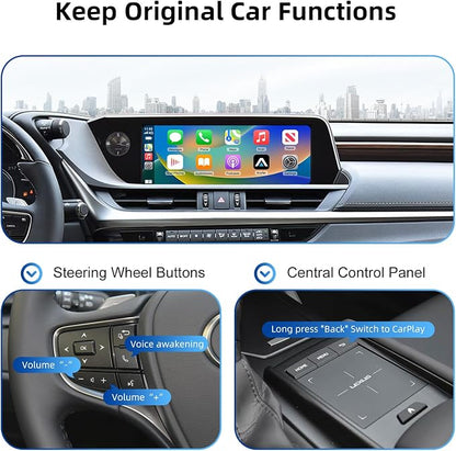 Decoder Adapter Retrofit Kit Compatible with Lexus of 2018-2021 ES/UX/NX/IS/ES300H, 2021-2023 GX460, 2009 RC300, Support Wireless CarPlay Android Auto/Voice Control/Mirror Link/Camera/USB Drive