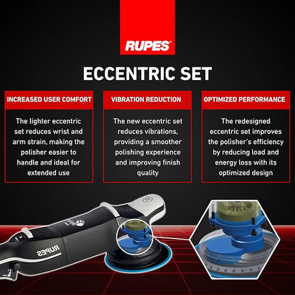 RUPES Bigfoot LHR15V/STD Mark V Random Orbital Polisher for Car Detailing & Removing Scratches | Pad Slipping Prevention | Improved Balance and Control | Anti-Spinning Ring