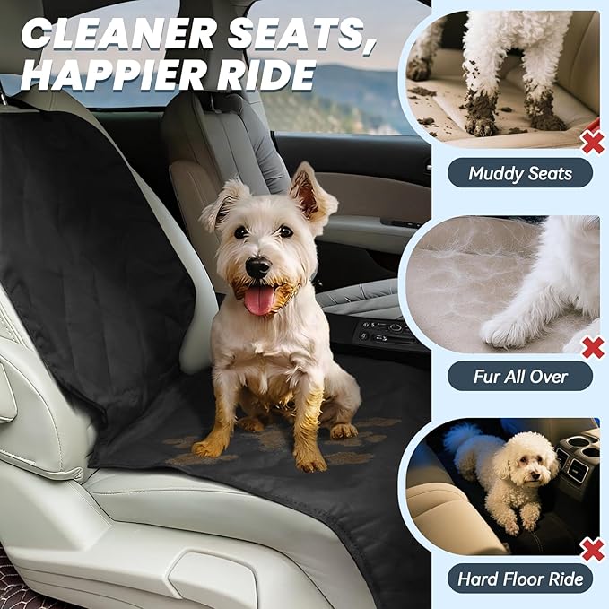 VIVAGLORY Dog Front Seat Cover Seatflex Car Seat Protector for Dog, Car Cover for Pet, Front Single Bucket Captain Chair Protector, Standard, Black, 1Pack