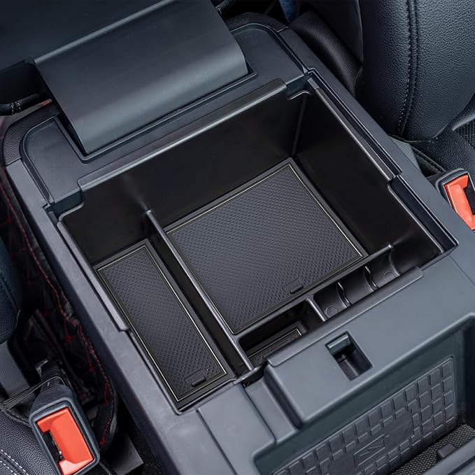 TOPINSTALL Black Center Console Organizer Tray Compatible with 2020-2026 Ford Explorer Accessories, Deep Armrest Storage Box with Coin Holder & Non-Slip Mats, 6th Gen Explorer Accessories