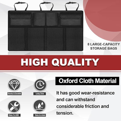 Trunk Organizer with 8 Storage Pockets, Large Capacity Car Storage Bag, Automotive Interior Cargo Organization Storage Bag Accessories, Universal for SUV, Truck, Van