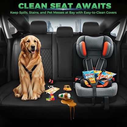 for Honda Civic Leather Seat Covers, Hatchback EX-L Sport Touring 2022-2026, Custom Fit Car Seat Cover Full Set, Waterproof Accessories, Black (60/40 Split Benches-with Rear Armrest)