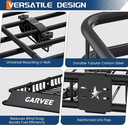 Garvee 64 in x 39 in Universal Roof Rack Basket, 200 LBS Capacity Luggage Rack, Heavy Duty Rooftop Cargo Carrier, Car Top Luggage Holder Basket Heavy Duty for SUVs, Trucks, Vehicles